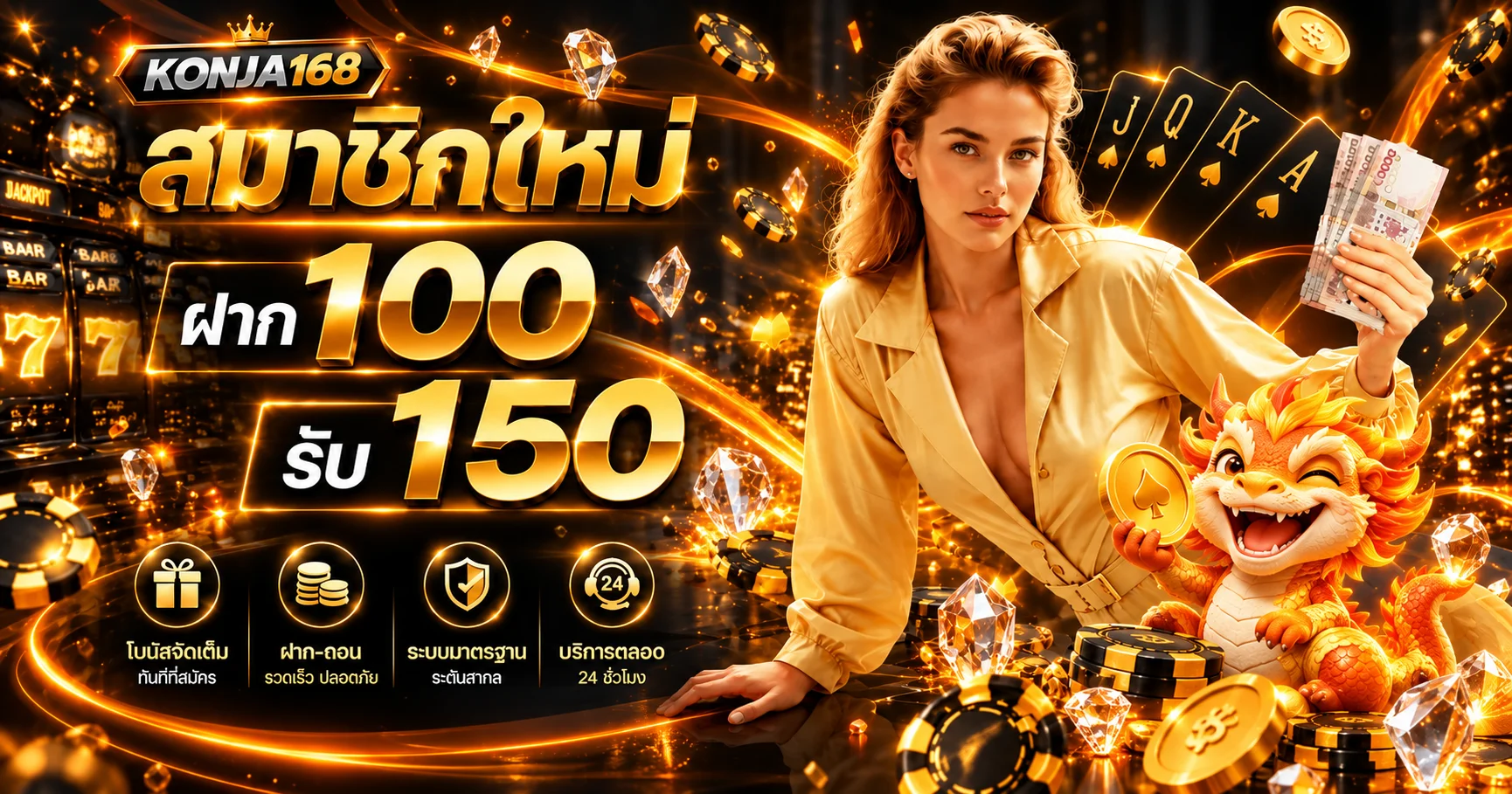 โปรโมชั่นสมาชิกใหม่ KONJA168 โทนส้มดำ